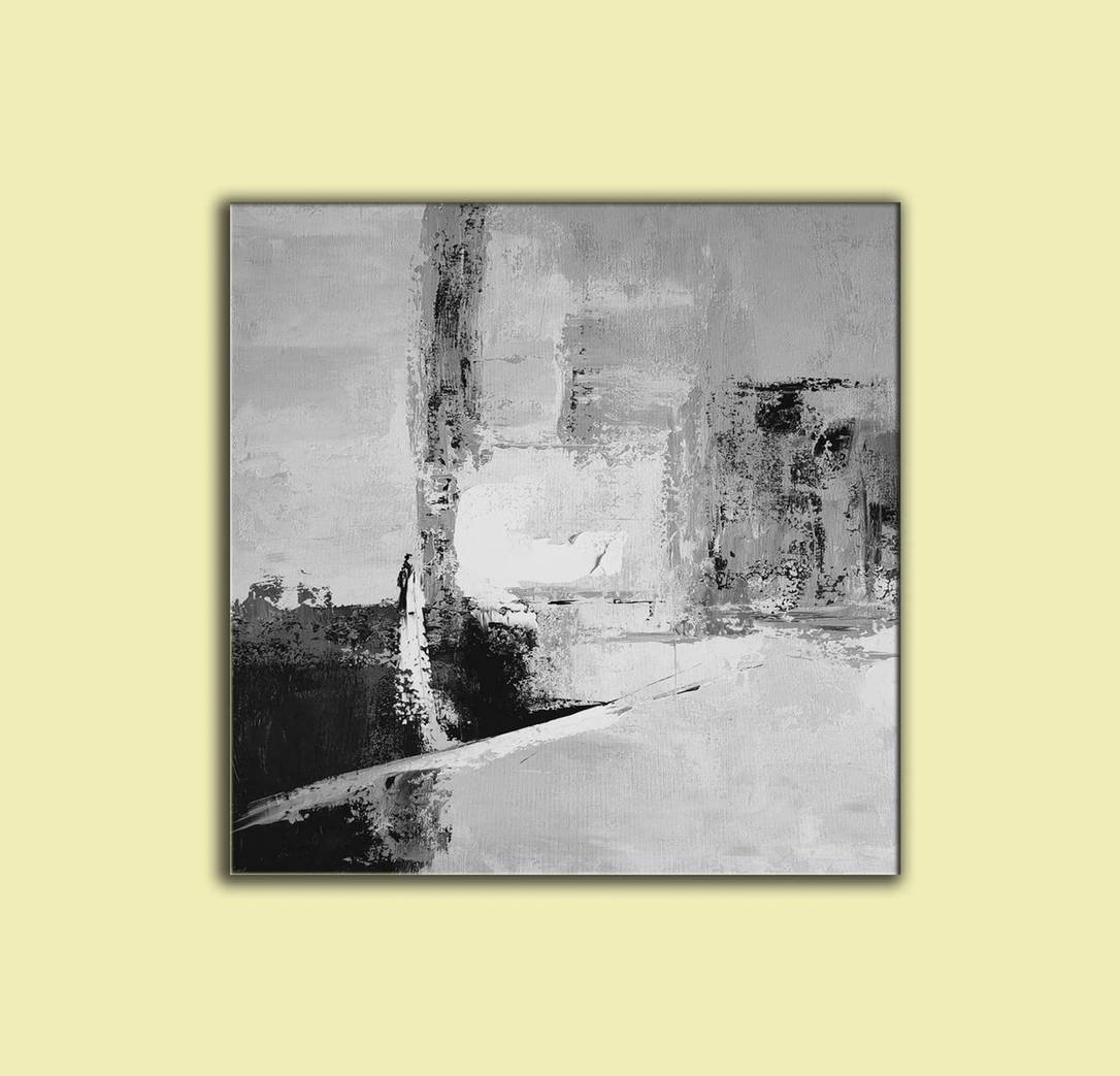 White Black Entryway Abstract Canvas Artwork GO8ZC wall art